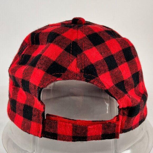 Classic Buffalo Plaid Strap Back Cap Hat Red Checkered Baseball Outdoor Mens - Picture 4 of 12